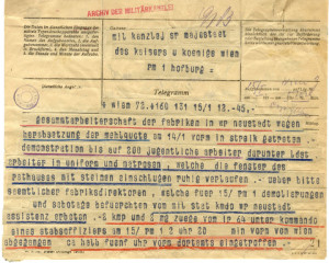 Telegramm_15.1.1918_Jännerstreik